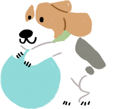 Cute Handdrawn Beagle Playing with a Ball 